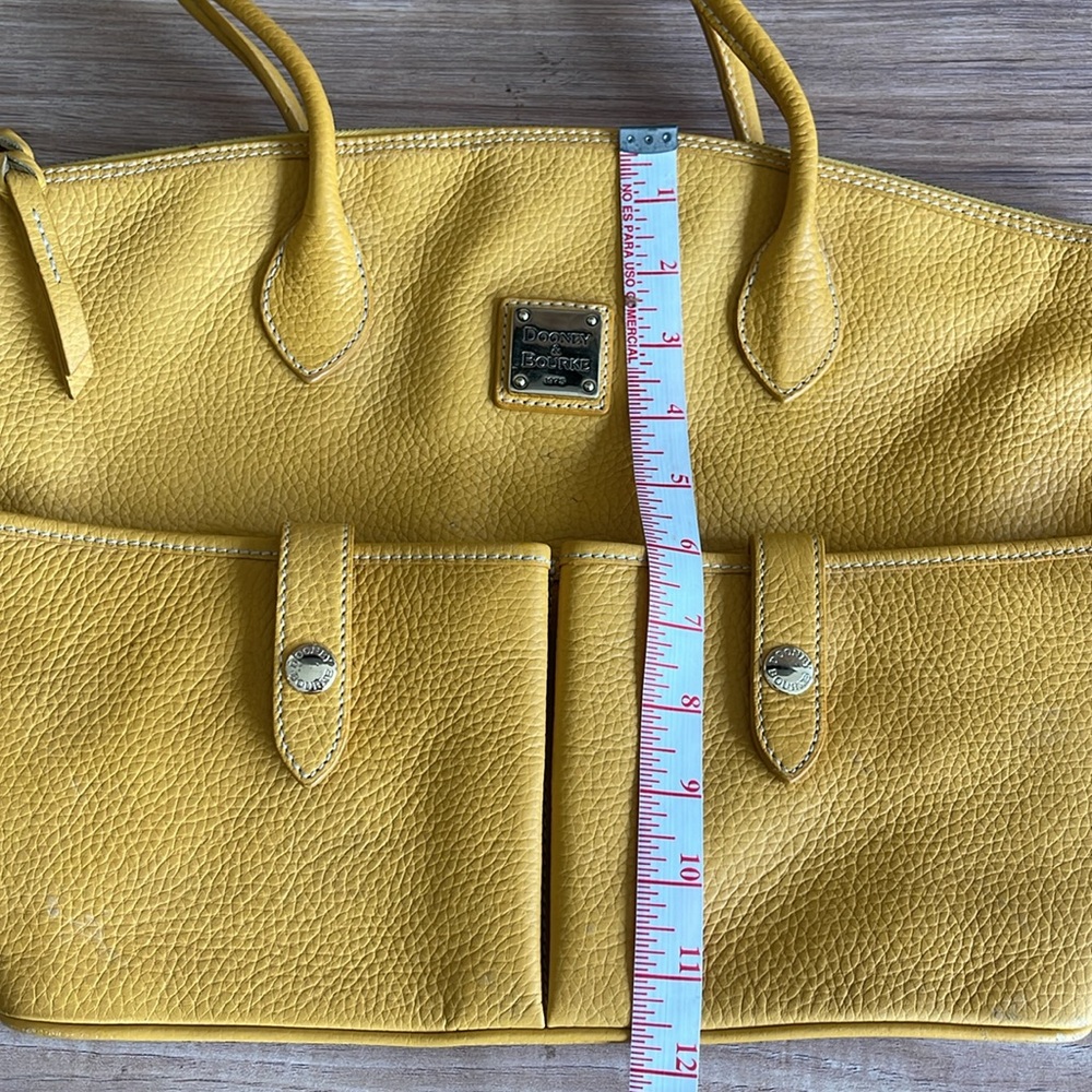 Dooney & Bourke Newbury Crescent Yellow Pebbled Leather Large Double Pocket Tote - Picture 13 of 14
